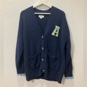 Aerie Navy Varsity Cardigan